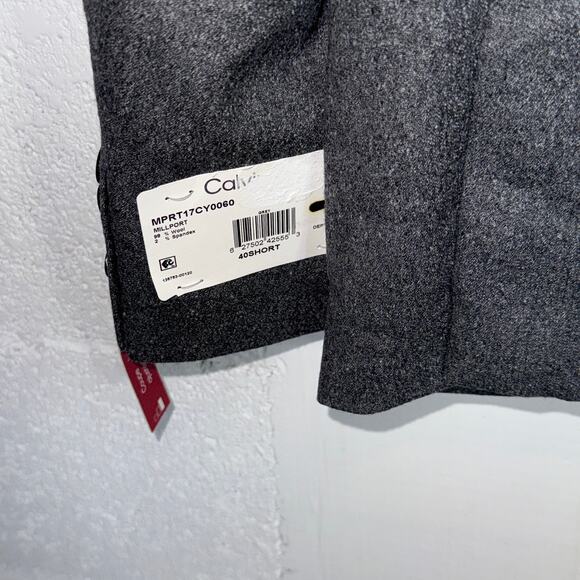 Calvin Klein Men's Slim-Fit Gray Solid Wool-Blend Suit Jacket Grey 40S $450 - Picture 5 of 8